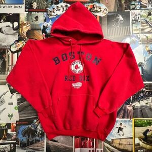 Vintage Hanes Boston Red Sox World Series Hoodie Red Mens Large Sweatshirt MLB